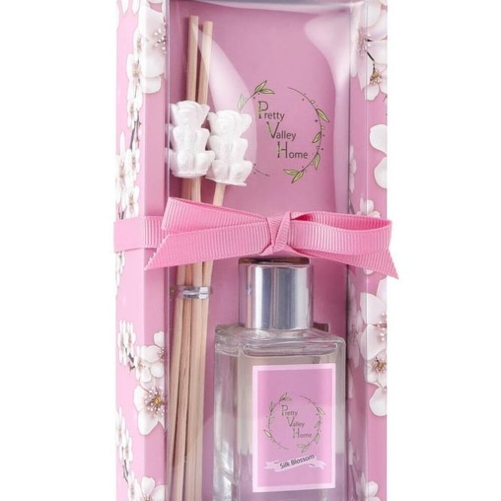 Ceramic Diffuser with Flower - Silk Cherry Blossoms New with Reed Gift